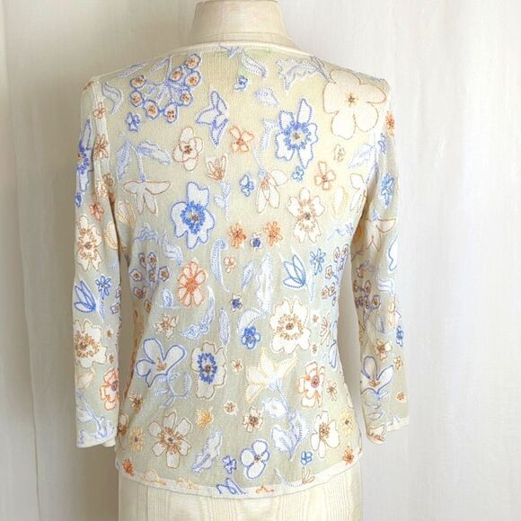 Sigrid Olsen Tan Cardigan Sweater with Metallic Accents Size Small - Picture 6 of 10